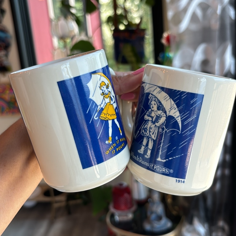 Morton Salt Coffee Mugs 1914 & 1956